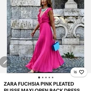Zara Fuchsia Pink Pleared Maxi Dress- Size Medium